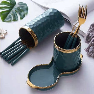 Decorous Cutlery Stand & Tray Cutlery Stand June Trading Forest Green
