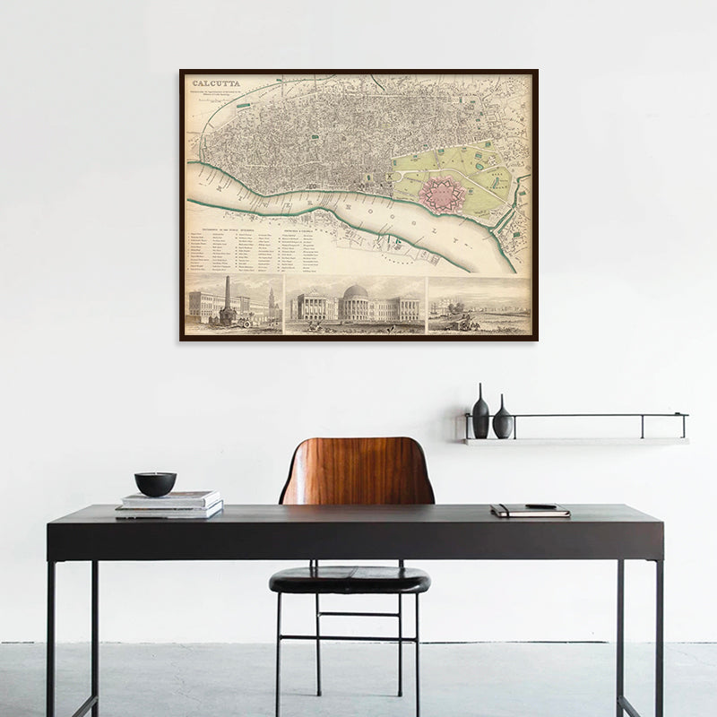 Vintage Calcutta Map (A) Wall Art
