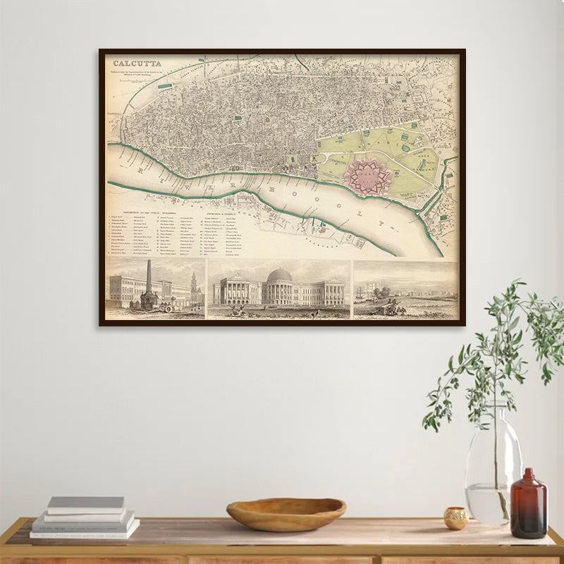 Vintage Calcutta Map (A) Wall Art