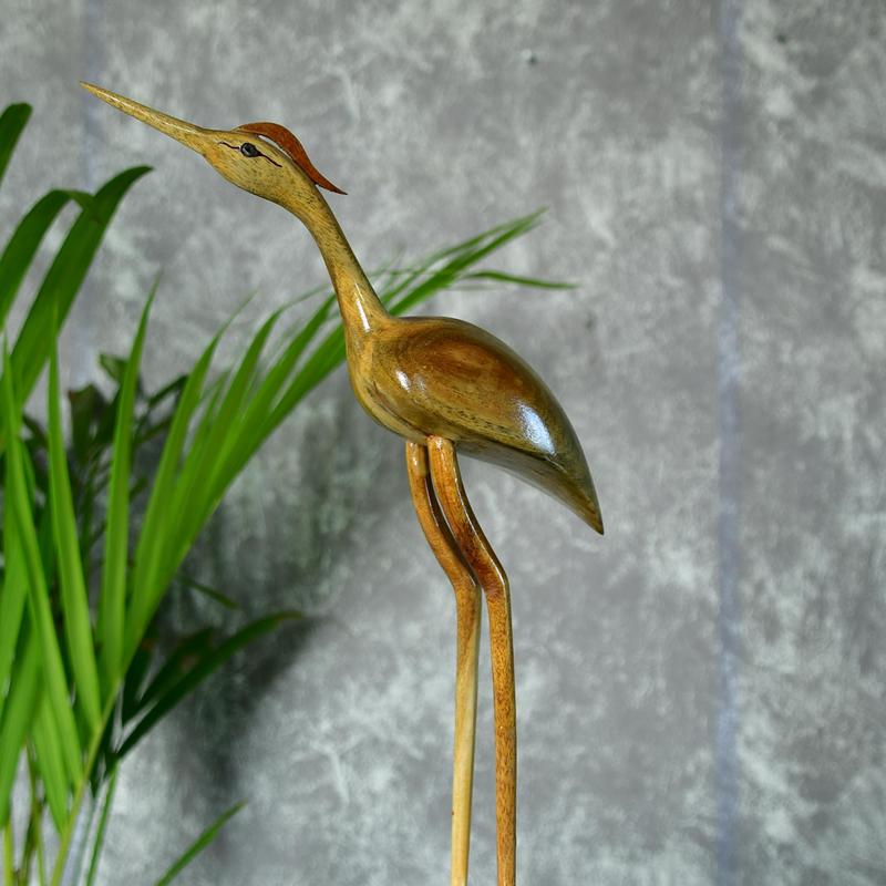 Elegant Wooden Carved Flamingo Sculpture: Premium Abstract Decor Accent