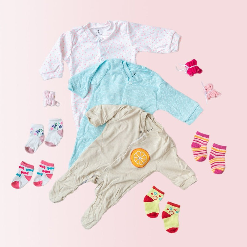 Baby Orange Print Romper Set - (Pack of 10) Baby Gift Set June Trading