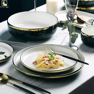 White & Blue Dual-Toned Gold Rimmed Starter Plate Starter Plates June Trading