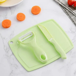 Pastel Fruit Knife, Peeler & Cutting Board Set Utility June Trading Mint Green
