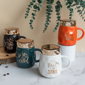 Trendy Ceramic Mug With Screw-On Lid Coffee Mugs June Trading