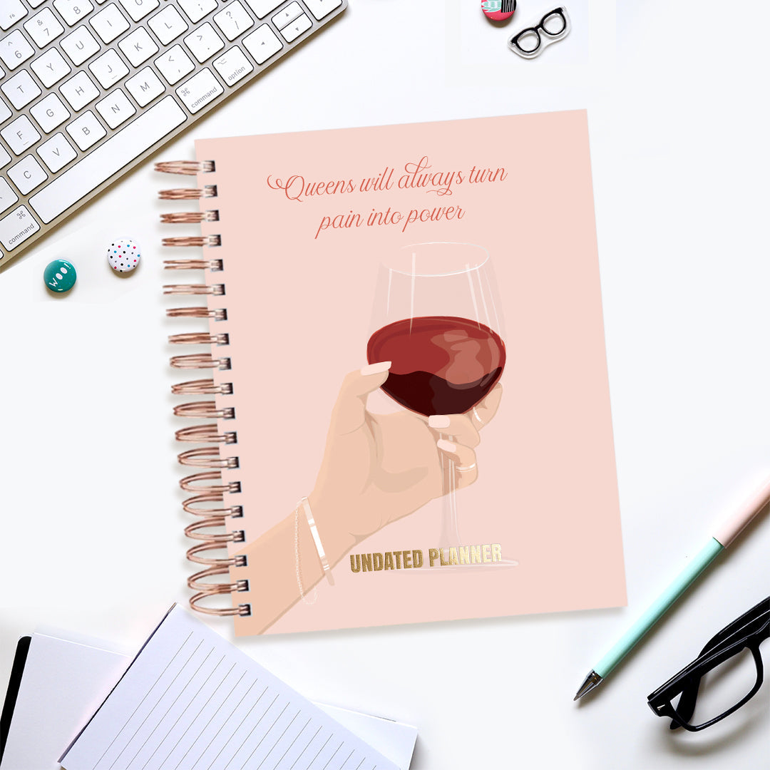 Undated Yearly Planner - Queens Turn Pain Into Power (2023 Collection) + Ultimate Sticker Book Undated Planners June Trading