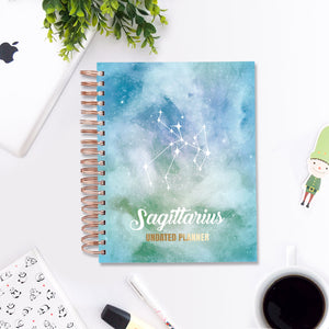 Undated Yearly Planner - Sagittarius (2023 Collection) + Ultimate Sticker Book Undated Planners June Trading