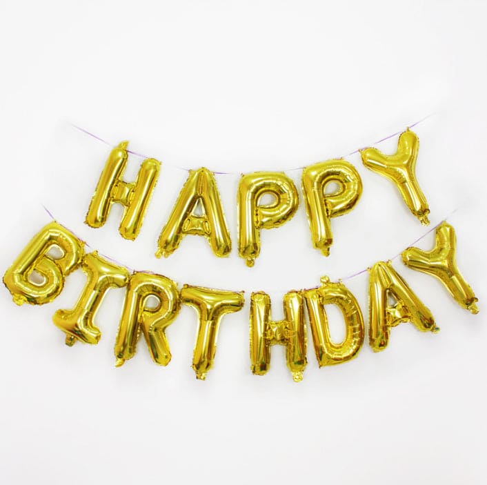 Happy Birthday Foil Balloon (Set) - Gold Balloon June Trading