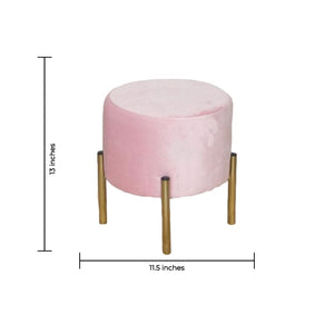 Elegant Suede Pouf With Gold Metal Stand Ottoman June Trading