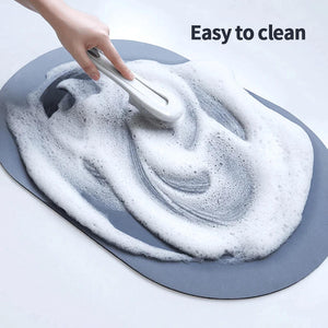 Blue Silver Dust Marble Super Absorbent Anti Skid Bathroom Floor Mat Bathroom Mats June Trading