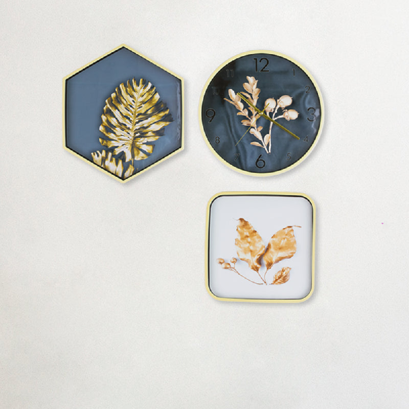 Golden Leaves Saga Wall Clock & Frame Set Wall Clocks June Trading