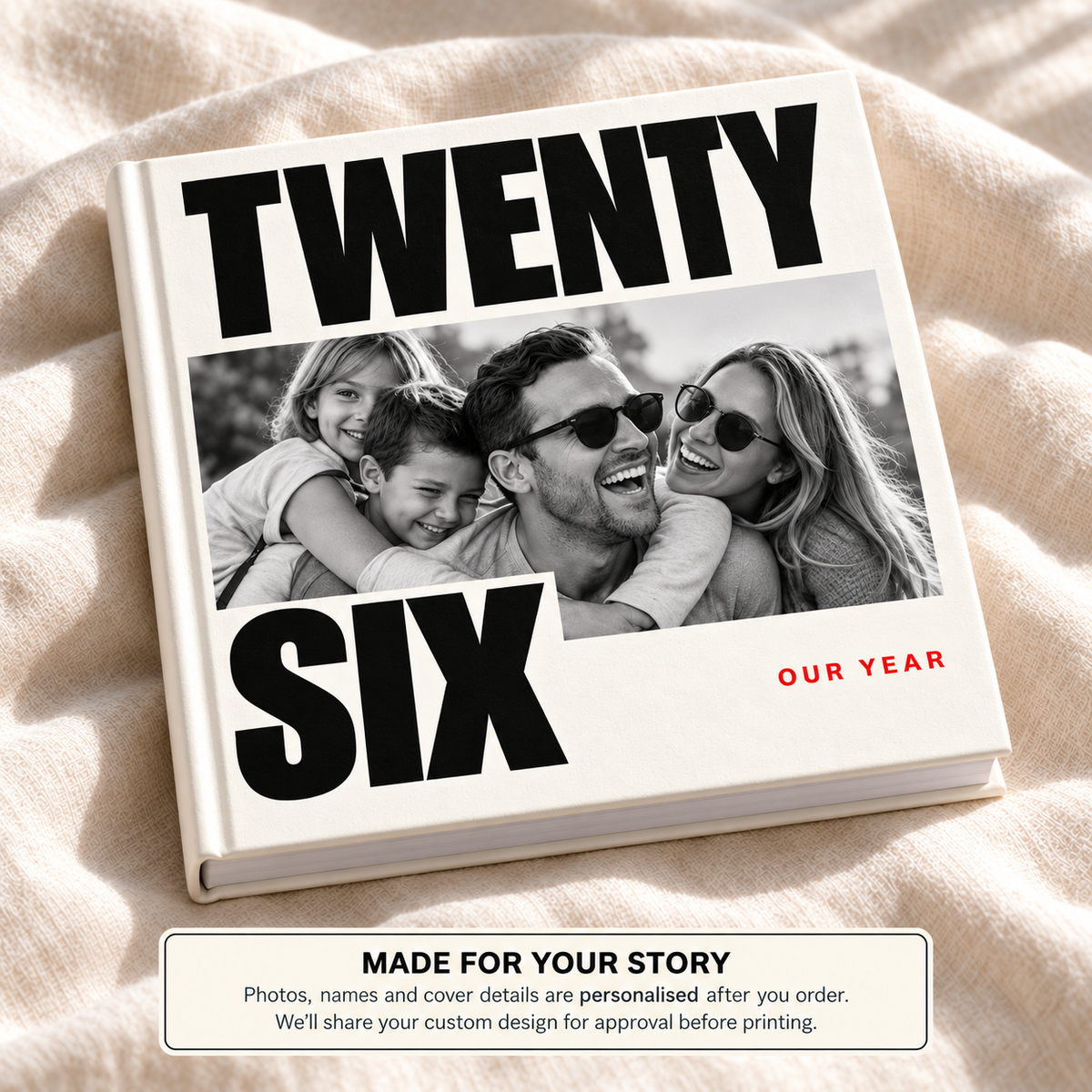 Twenty Six — personalised year in review photo book cover