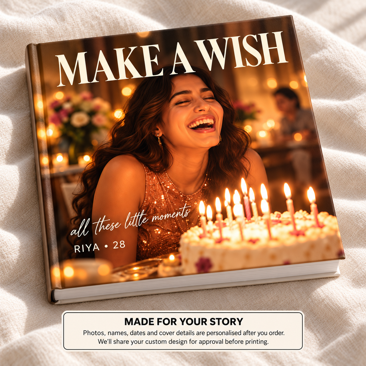 Make A Wish Riya — personalised birthday photo book cover