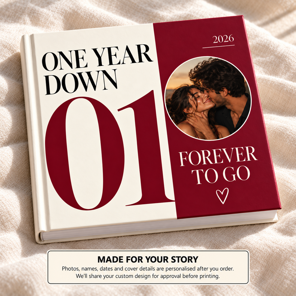 One Year Down — personalised couples & anniversary photo book cover