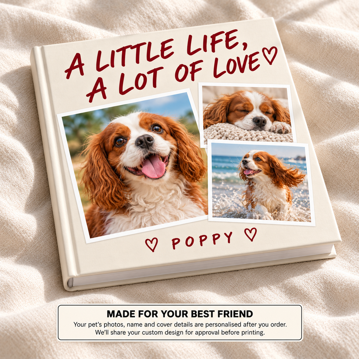 Poppy — personalised pet photo book cover