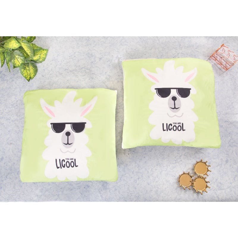Cool Llama Print Cushion Cover (Set of 2)