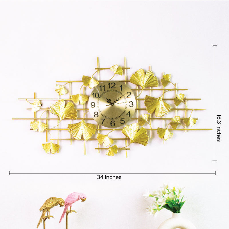 Ornate Gingko Vine Wall Clock Wall Clocks June Trading   