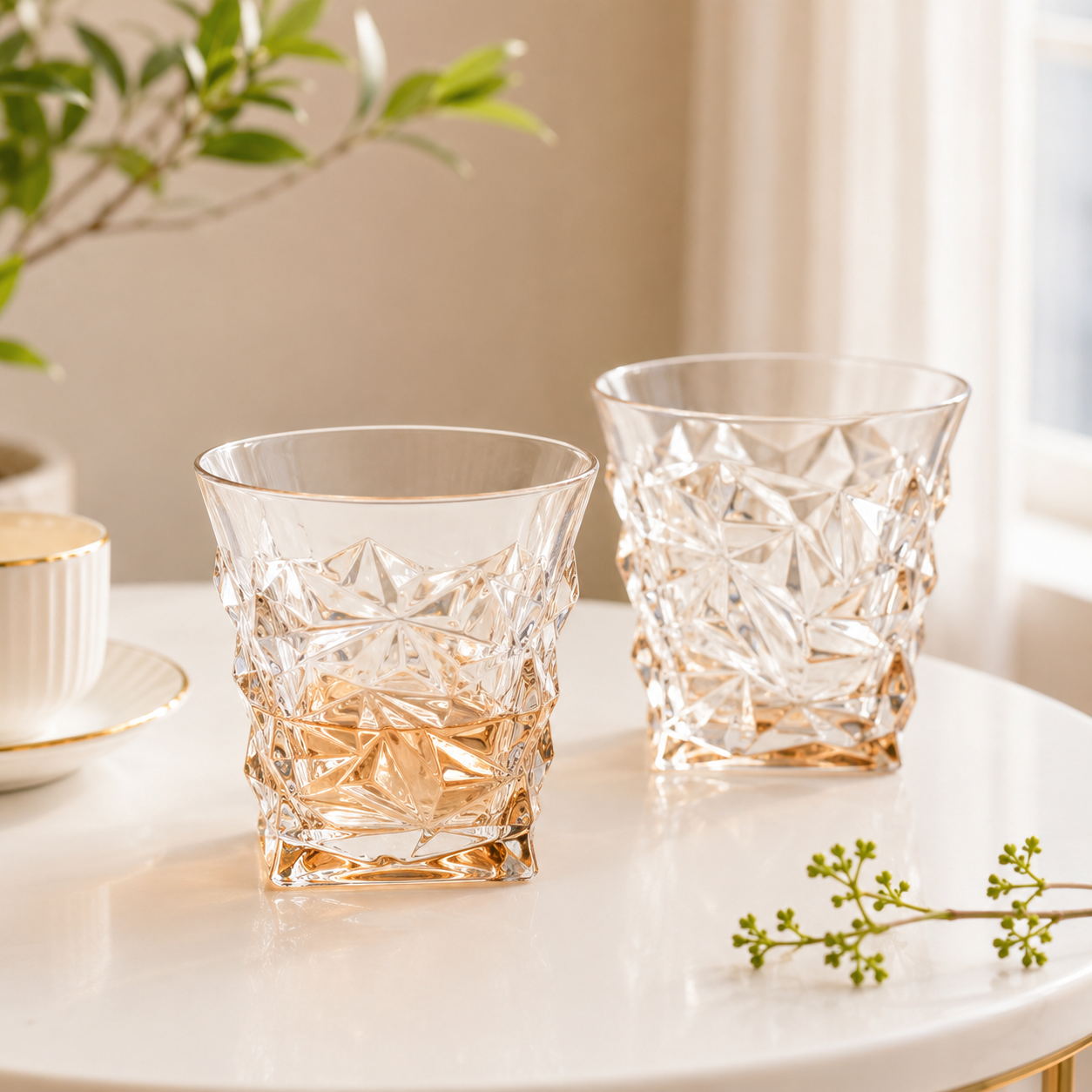 Luxe Diamond Cut Glass (Set Of 2)