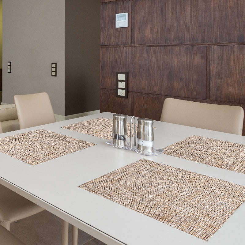 Elan Light Brown Table Mats Set | 6 Pcs Tablemat The June Shop   