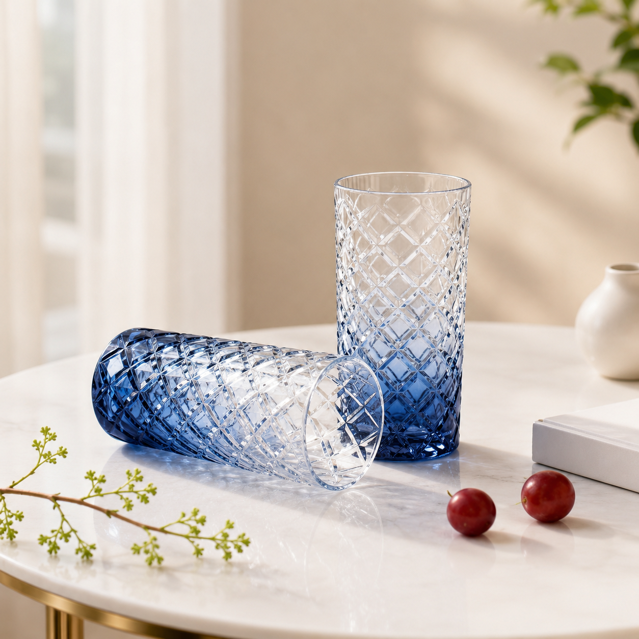 Blue Prism Crystal Tall Glasses (Set Of 2)