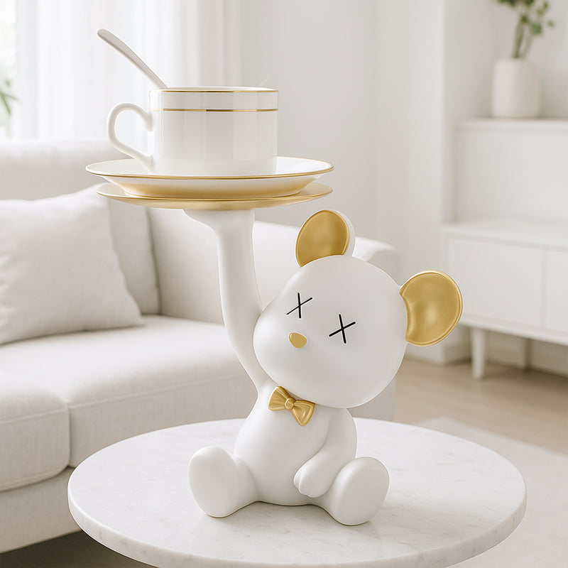 Mr. Bear Figurine With Gold Organizer Tray