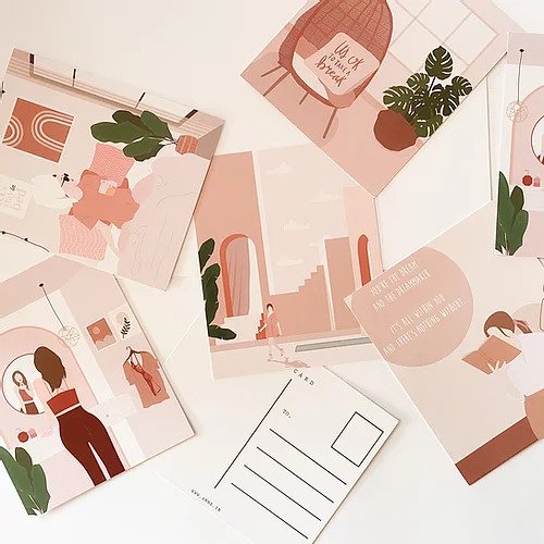 Postcards - Everyday Beige - set of 5 Greeting Card Anme   
