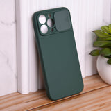 Solid Colour Silicon Case With Camera Slider For Apple iPhone 13 Pro iPhone 13 Pro June Trading Hunter Green  