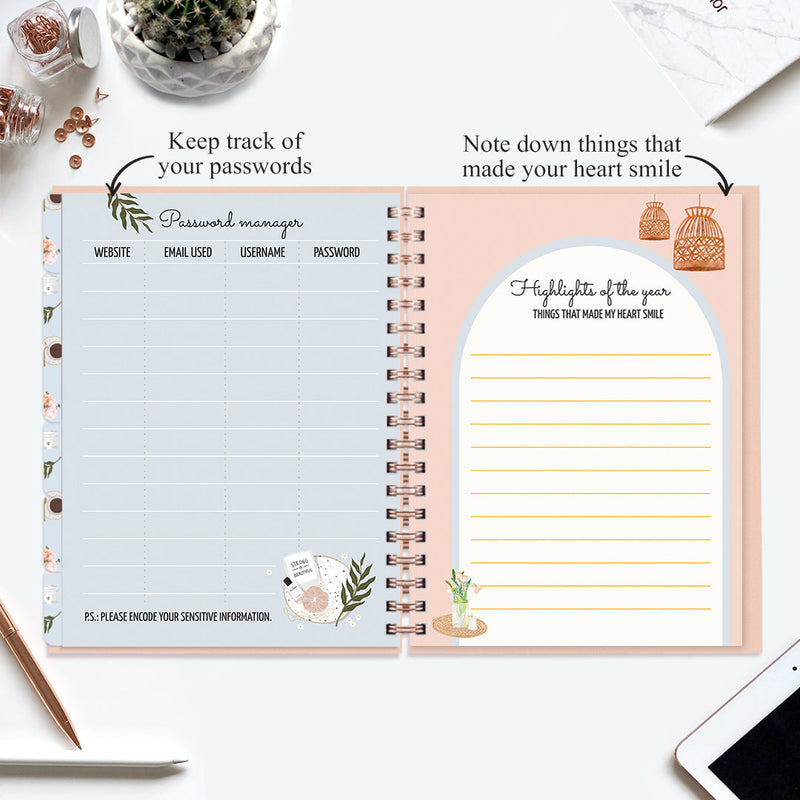 Undated Yearly Planner (2025 Collection) Growth Over Comfort + Ultimate Sticker Book