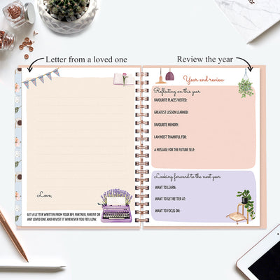 Undated Yearly Planner (2025 Collection) Growth Over Comfort + Ultimate Sticker Book