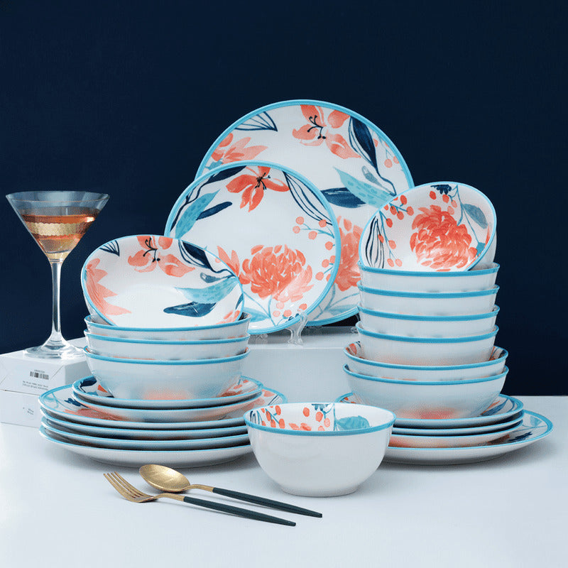 Flora Motif 24 Piece Luxury Dinner Set Dinner Sets June Trading   