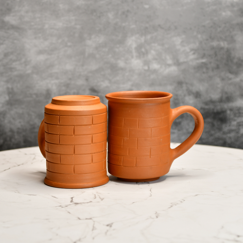 Terracotta Unglazed Brick Coffee Mug (Set of 2)