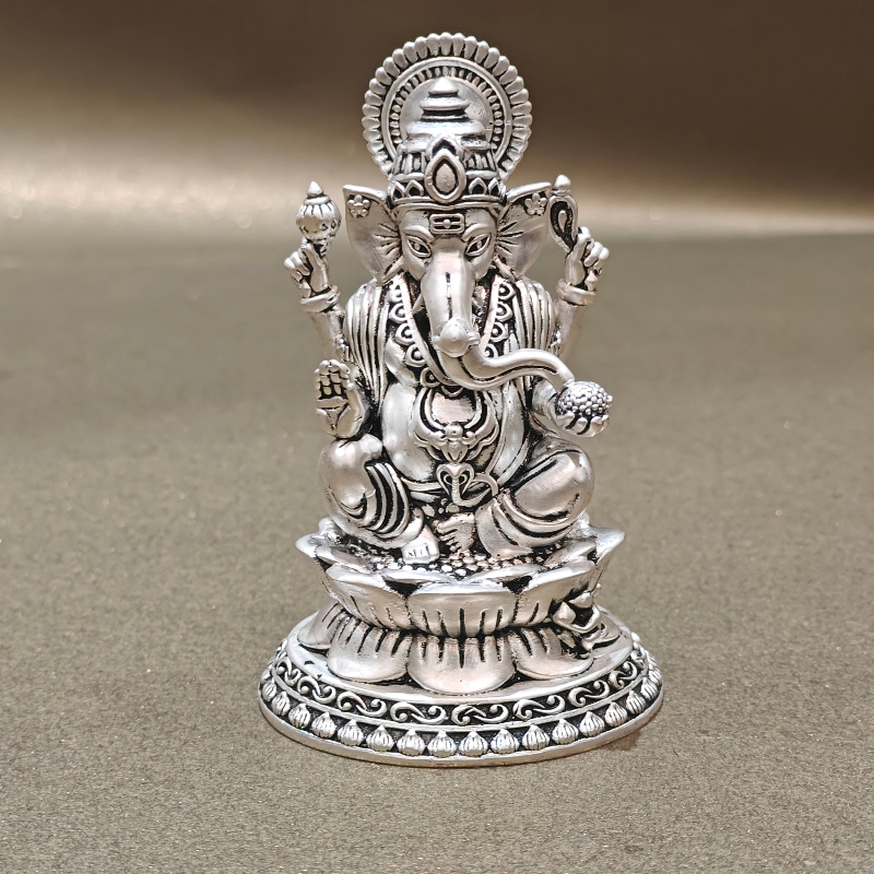 Exquisite Handcrafted Silver-Plated Ganesha Idol