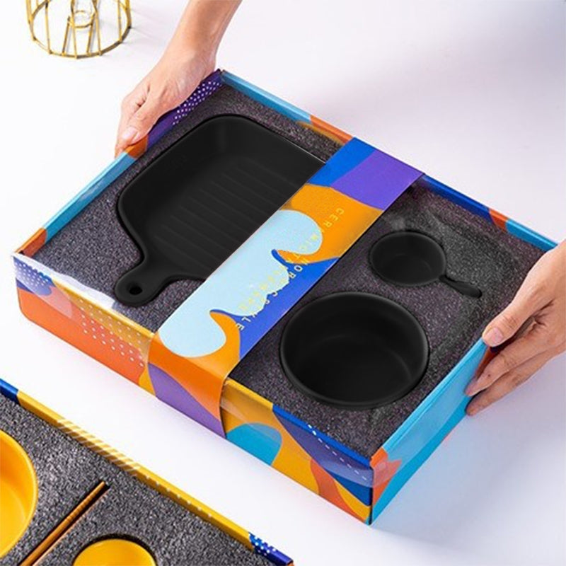 Meraz Onyx Black Serving Set (4 Pcs) Serving Platters The June Shop   