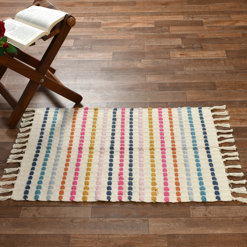 Multi-Coloured Striped Rug