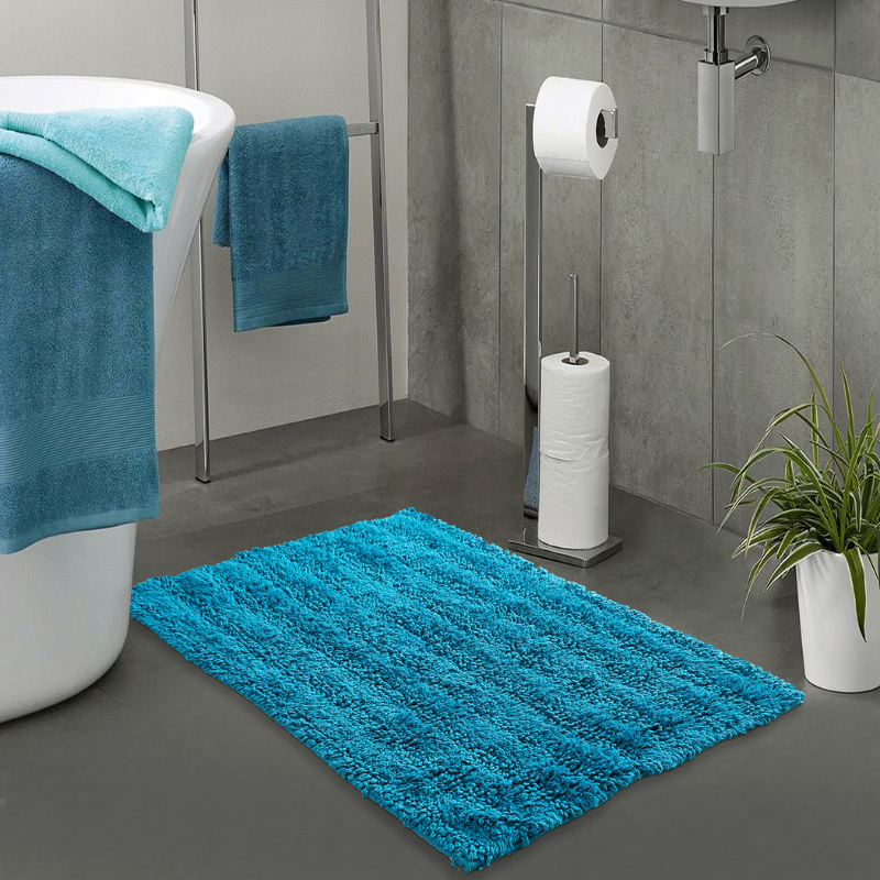 Tufted Striped Bathroom Rug