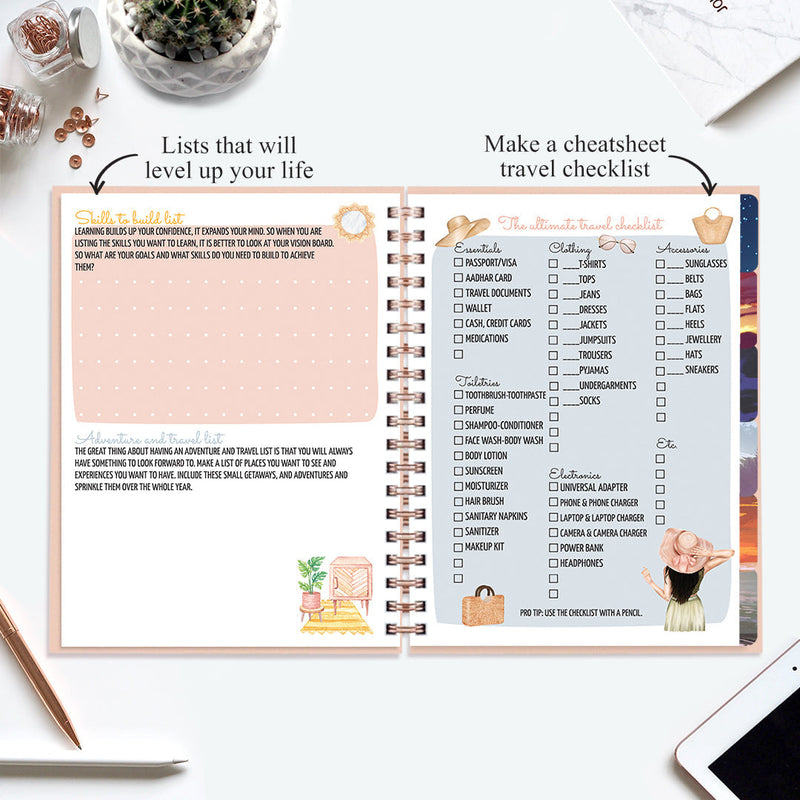 Undated Yearly Planner (2025 Collection) Growth Over Comfort + Ultimate Sticker Book