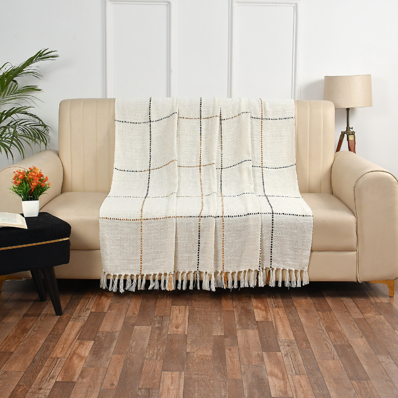 Multi Grid Pattern Handwoven Cotton Throw