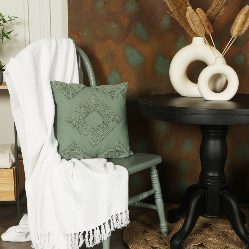 Green Loop Tufted Cushion Cover
