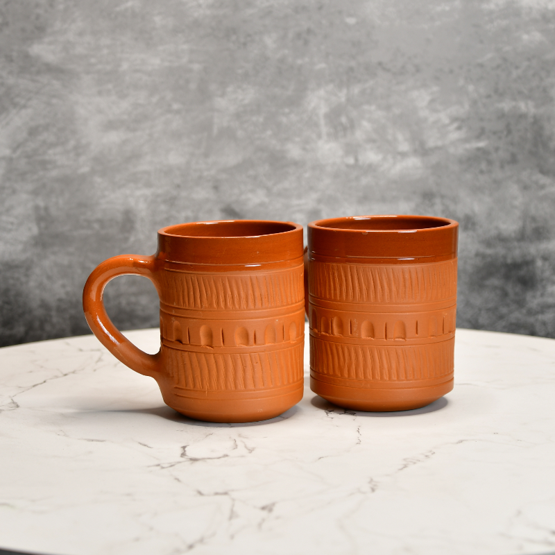Terracotta Leaf Tea Cup (Set of 2)