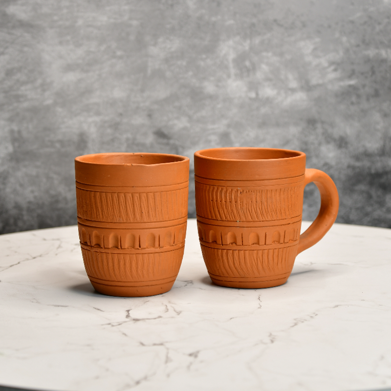 Terracotta Unglazed Coffee Mug (Set of 2)