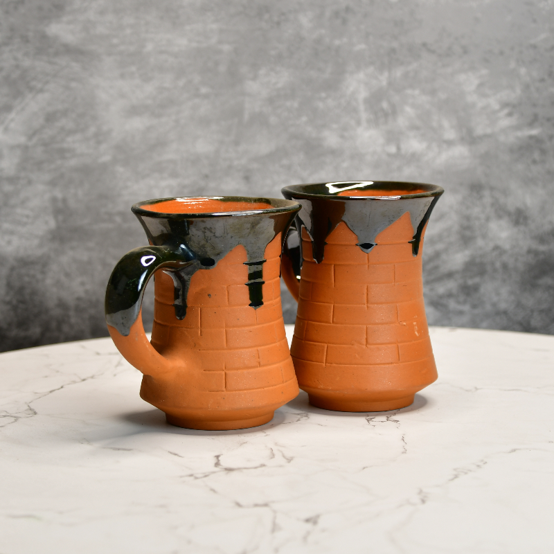 Terracotta Coffee Mug – Straight Shape (Set of 2)