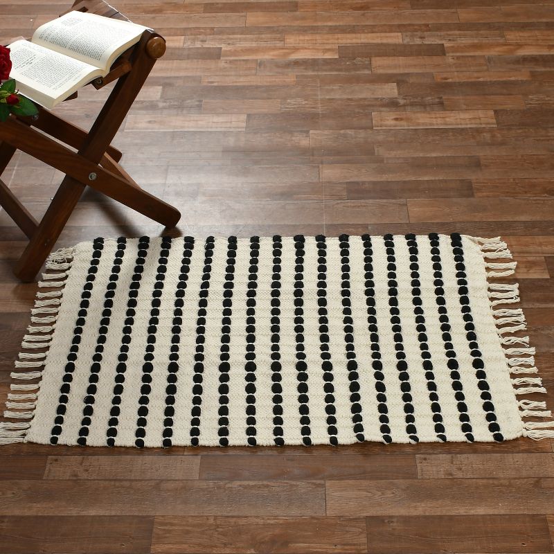 Black Striped Scatter Rug