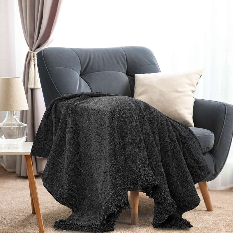 Soft Chenille Throw (Charcoal)