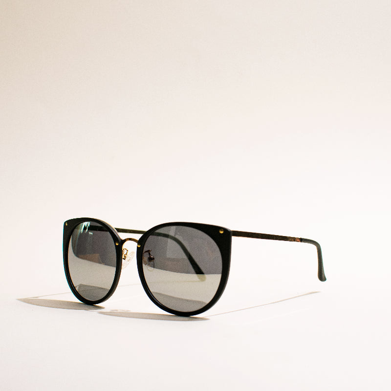 Flick It Round Cat Eye Cool-Tone Sunglass Eyewear ERL   