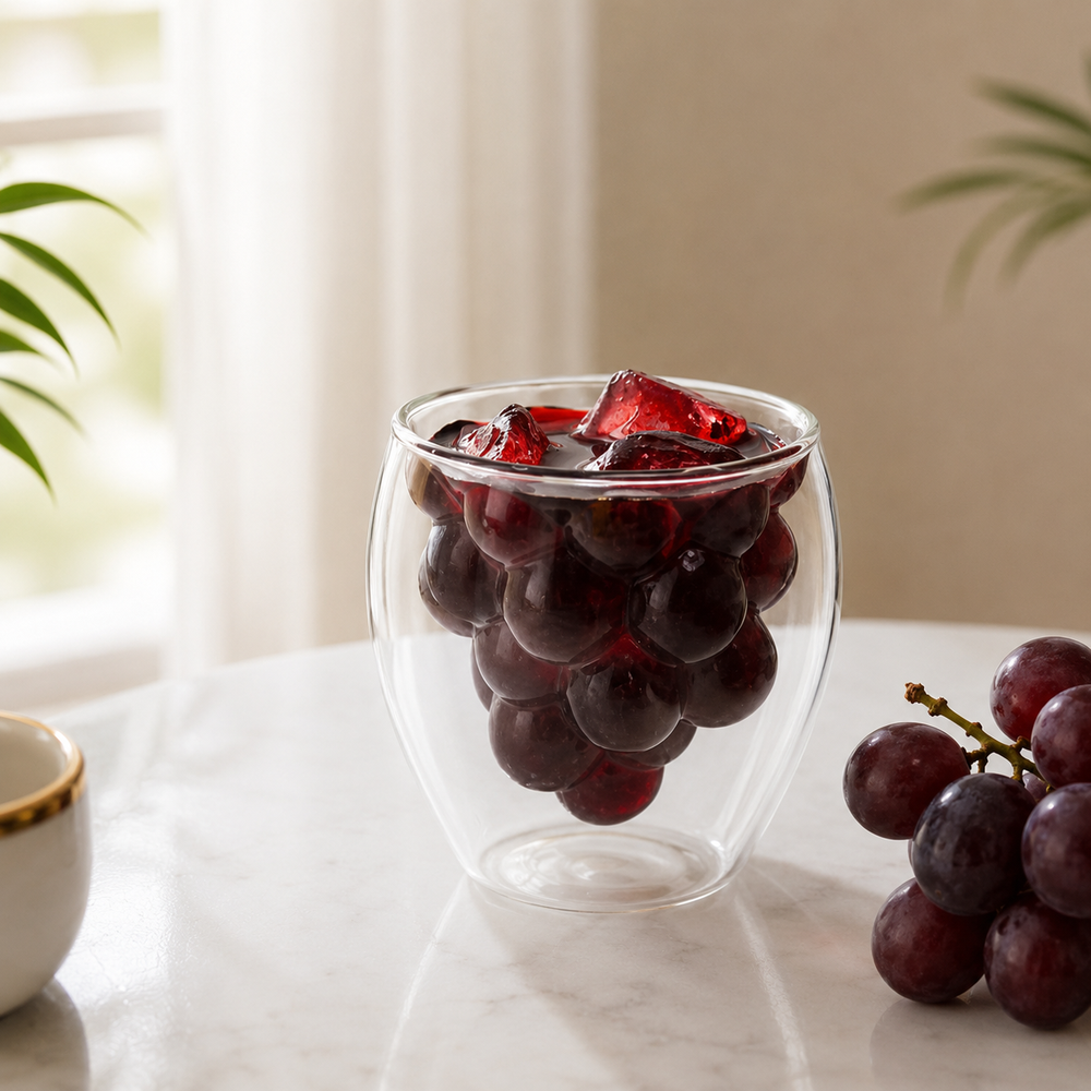 Intricate Grape Shaped Double Walled Glass