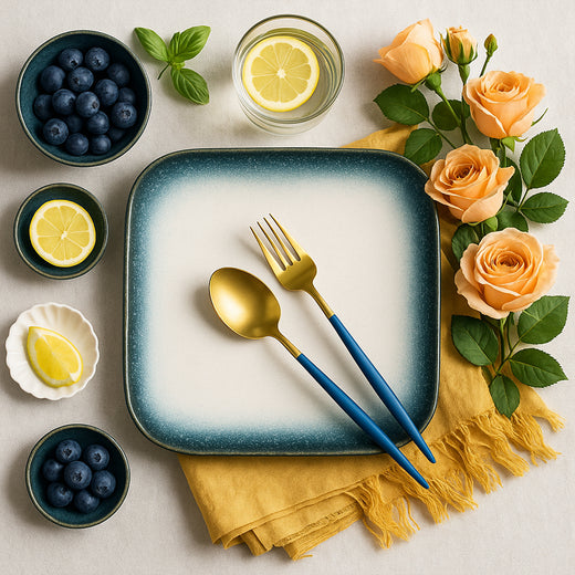 Ombre Ceramic Square Dinner Plate