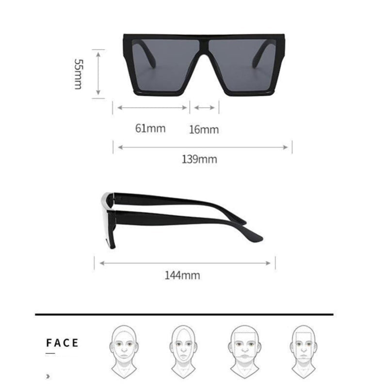 Oversized Flat & Square Ice Blue Sunglass Eyewear June Trading   