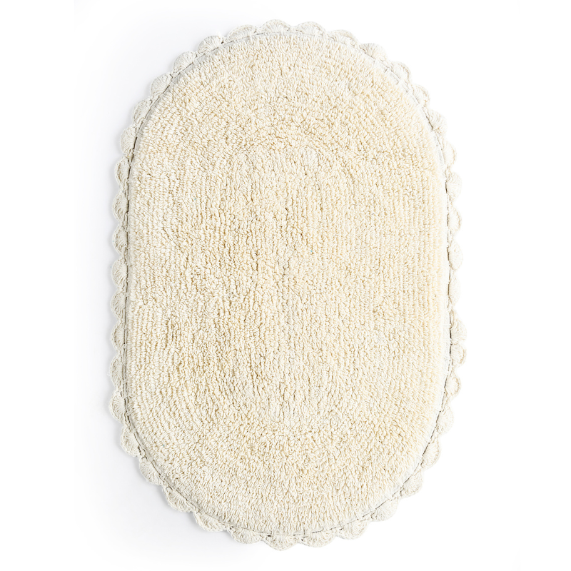 Reversible Oval Shaped Bathroom Rug (Ivory)
