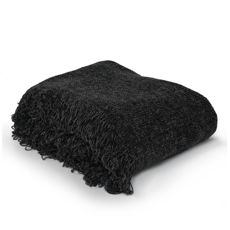 Soft Chenille Throw (Charcoal)