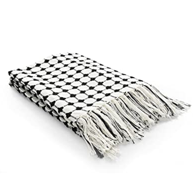 Cotton Throw Bedcover Black & White