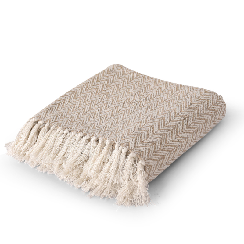 Herringbone Pattern Cotton Woven Throw